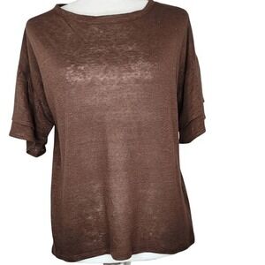 J. Jill Linen Brown Short‎ Sleeve Top